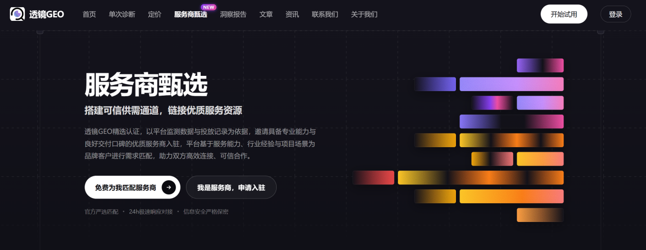 透镜GEO上线服务商甄选,以数据为标尺严选服务商,共建可信GEO生态